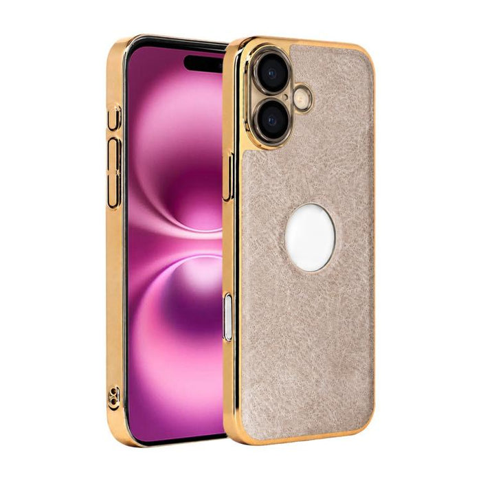 Funda para teléfono con marco de policarbonato con textura de piel de vaca y revestimiento electrochapado, y funda de piel vegana., For iPhone 17 Pro Max, For iPhone 17 Pro, For iPhone 17, For iPhone Air, For iPhone 16 Pro Max, For iPhone 16 Pro       ...