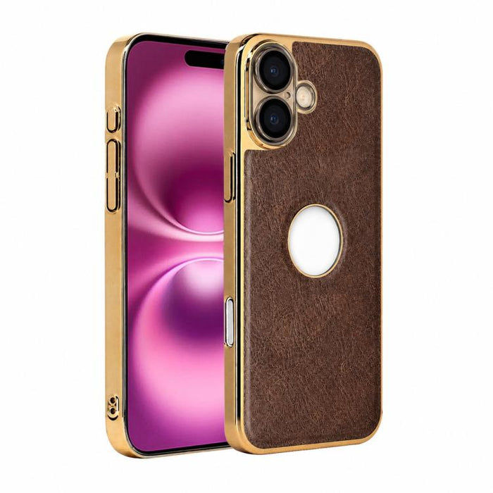 Funda para teléfono con marco de policarbonato con textura de piel de vaca y revestimiento electrochapado, y funda de piel vegana., For iPhone 17 Pro Max, For iPhone 17 Pro, For iPhone 17, For iPhone Air, For iPhone 16 Pro Max, For iPhone 16 Pro       ...