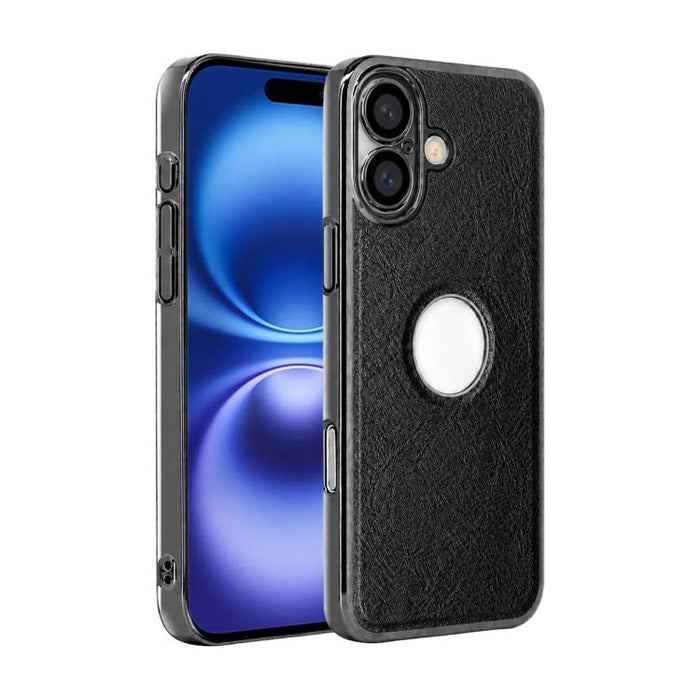Funda para teléfono con marco de policarbonato con textura de piel de vaca y revestimiento electrochapado, y funda de piel vegana., For iPhone 17 Pro Max, For iPhone 17 Pro, For iPhone 17, For iPhone Air, For iPhone 16 Pro Max, For iPhone 16 Pro       ...