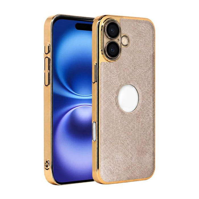 Funda para teléfono con marco de policarbonato con textura de piel de vaca y revestimiento electrochapado, y funda de piel vegana., For iPhone 17 Pro Max, For iPhone 17 Pro, For iPhone 17, For iPhone Air, For iPhone 16 Pro Max, For iPhone 16 Pro       ...