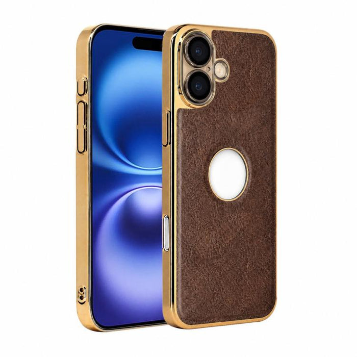 Funda para teléfono con marco de policarbonato con textura de piel de vaca y revestimiento electrochapado, y funda de piel vegana., For iPhone 17 Pro Max, For iPhone 17 Pro, For iPhone 17, For iPhone Air, For iPhone 16 Pro Max, For iPhone 16 Pro       ...