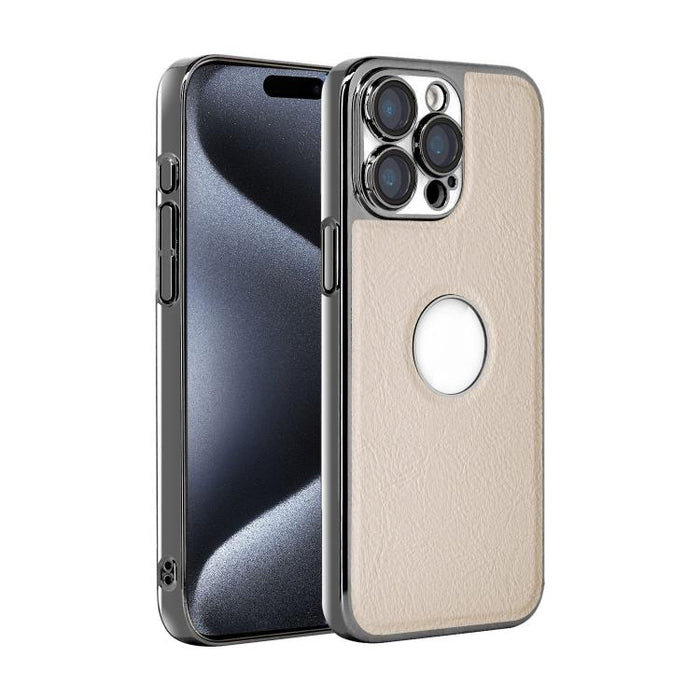 Funda para teléfono con marco de policarbonato con textura de piel de vaca y revestimiento electrochapado, y funda de piel vegana., For iPhone 17 Pro Max, For iPhone 17 Pro, For iPhone 17, For iPhone Air, For iPhone 16 Pro Max, For iPhone 16 Pro       ...