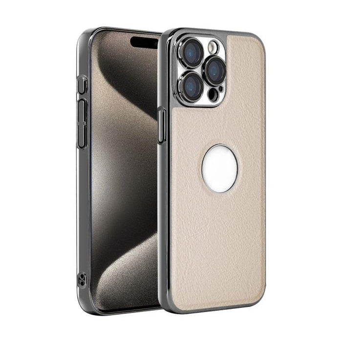 Funda para teléfono con marco de policarbonato con textura de piel de vaca y revestimiento electrochapado, y funda de piel vegana., For iPhone 17 Pro Max, For iPhone 17 Pro, For iPhone 17, For iPhone Air, For iPhone 16 Pro Max, For iPhone 16 Pro       ...