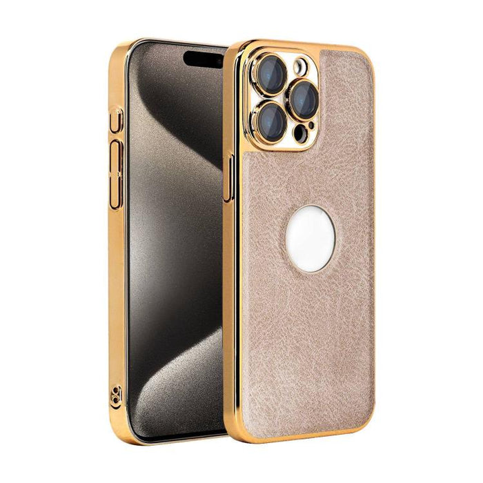 Funda para teléfono con marco de policarbonato con textura de piel de vaca y revestimiento electrochapado, y funda de piel vegana., For iPhone 17 Pro Max, For iPhone 17 Pro, For iPhone 17, For iPhone Air, For iPhone 16 Pro Max, For iPhone 16 Pro       ...