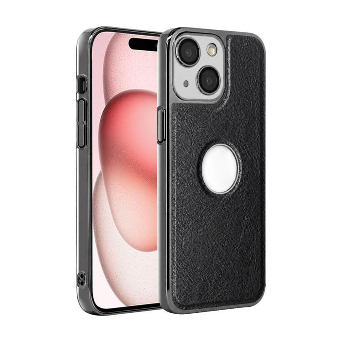 Funda para teléfono con marco de policarbonato con textura de piel de vaca y revestimiento electrochapado, y funda de piel vegana., For iPhone 17 Pro Max, For iPhone 17 Pro, For iPhone 17, For iPhone Air, For iPhone 16 Pro Max, For iPhone 16 Pro       ...