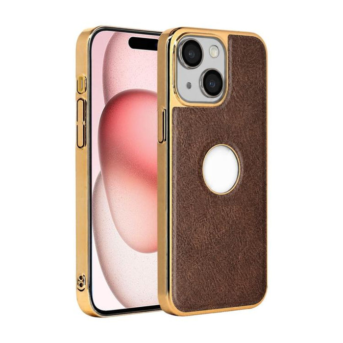 Funda para teléfono con marco de policarbonato con textura de piel de vaca y revestimiento electrochapado, y funda de piel vegana., For iPhone 17 Pro Max, For iPhone 17 Pro, For iPhone 17, For iPhone Air, For iPhone 16 Pro Max, For iPhone 16 Pro       ...