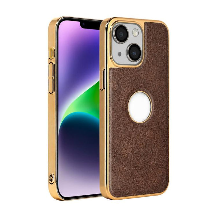 Funda para teléfono con marco de policarbonato con textura de piel de vaca y revestimiento electrochapado, y funda de piel vegana., For iPhone 17 Pro Max, For iPhone 17 Pro, For iPhone 17, For iPhone Air, For iPhone 16 Pro Max, For iPhone 16 Pro       ...