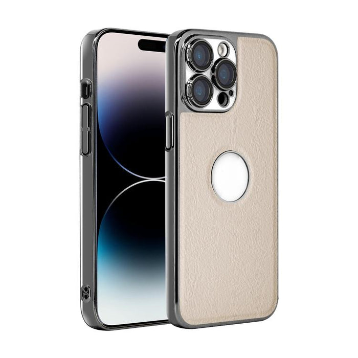 Funda para teléfono con marco de policarbonato con textura de piel de vaca y revestimiento electrochapado, y funda de piel vegana., For iPhone 17 Pro Max, For iPhone 17 Pro, For iPhone 17, For iPhone Air, For iPhone 16 Pro Max, For iPhone 16 Pro       ...