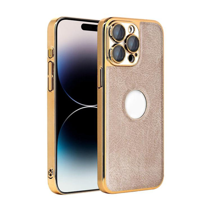 Funda para teléfono con marco de policarbonato con textura de piel de vaca y revestimiento electrochapado, y funda de piel vegana., For iPhone 17 Pro Max, For iPhone 17 Pro, For iPhone 17, For iPhone Air, For iPhone 16 Pro Max, For iPhone 16 Pro       ...