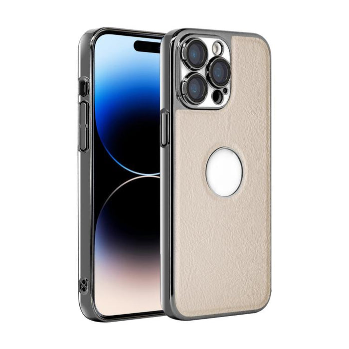 Funda para teléfono con marco de policarbonato con textura de piel de vaca y revestimiento electrochapado, y funda de piel vegana., For iPhone 17 Pro Max, For iPhone 17 Pro, For iPhone 17, For iPhone Air, For iPhone 16 Pro Max, For iPhone 16 Pro       ...