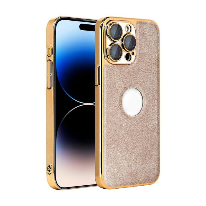 Funda para teléfono con marco de policarbonato con textura de piel de vaca y revestimiento electrochapado, y funda de piel vegana., For iPhone 17 Pro Max, For iPhone 17 Pro, For iPhone 17, For iPhone Air, For iPhone 16 Pro Max, For iPhone 16 Pro       ...