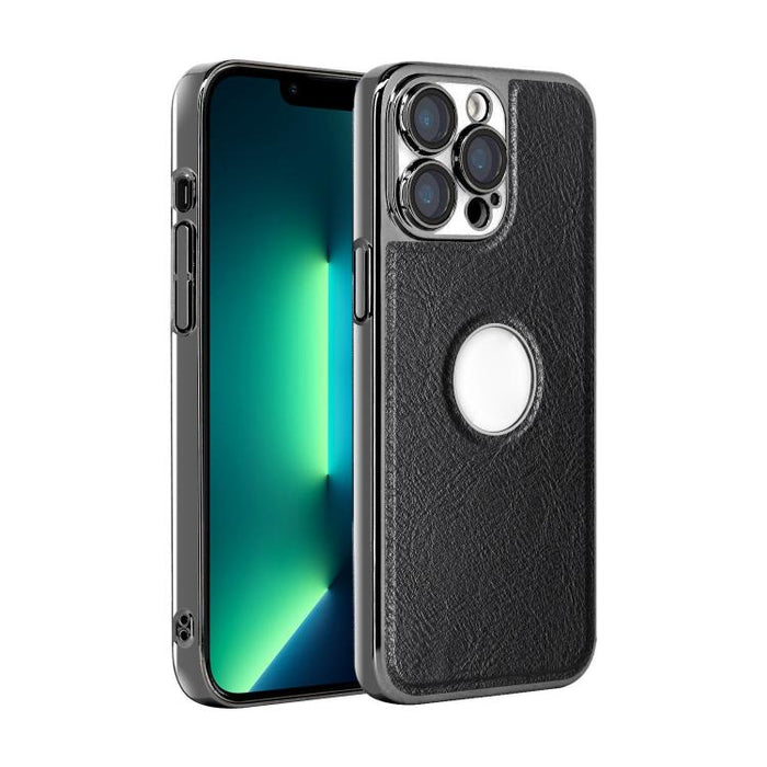 Funda para teléfono con marco de policarbonato con textura de piel de vaca y revestimiento electrochapado, y funda de piel vegana., For iPhone 17 Pro Max, For iPhone 17 Pro, For iPhone 17, For iPhone Air, For iPhone 16 Pro Max, For iPhone 16 Pro       ...