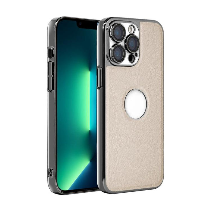 Funda para teléfono con marco de policarbonato con textura de piel de vaca y revestimiento electrochapado, y funda de piel vegana., For iPhone 17 Pro Max, For iPhone 17 Pro, For iPhone 17, For iPhone Air, For iPhone 16 Pro Max, For iPhone 16 Pro       ...
