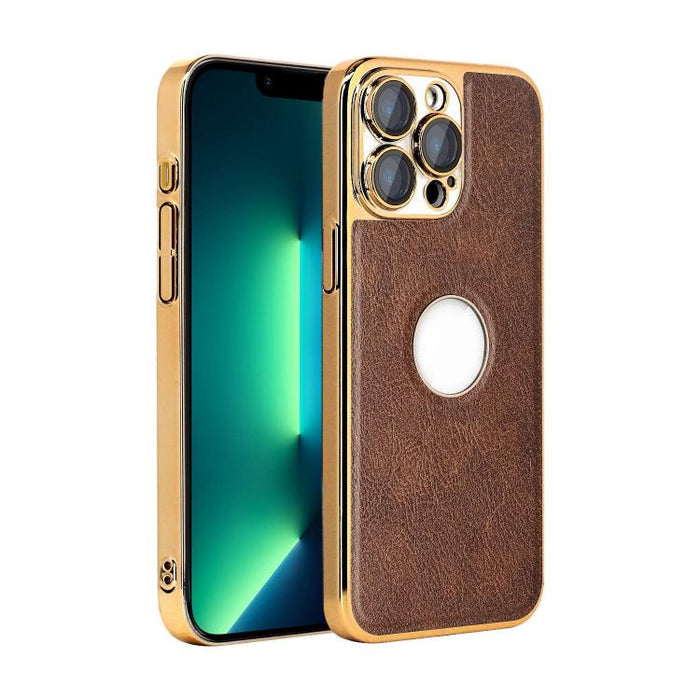 Funda para teléfono con marco de policarbonato con textura de piel de vaca y revestimiento electrochapado, y funda de piel vegana., For iPhone 17 Pro Max, For iPhone 17 Pro, For iPhone 17, For iPhone Air, For iPhone 16 Pro Max, For iPhone 16 Pro       ...