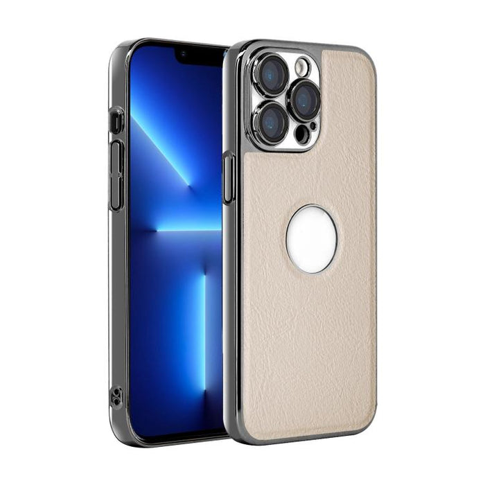 Funda para teléfono con marco de policarbonato con textura de piel de vaca y revestimiento electrochapado, y funda de piel vegana., For iPhone 17 Pro Max, For iPhone 17 Pro, For iPhone 17, For iPhone Air, For iPhone 16 Pro Max, For iPhone 16 Pro       ...