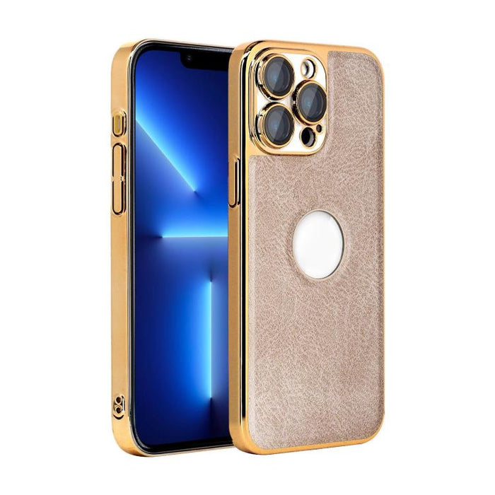 Funda para teléfono con marco de policarbonato con textura de piel de vaca y revestimiento electrochapado, y funda de piel vegana., For iPhone 17 Pro Max, For iPhone 17 Pro, For iPhone 17, For iPhone Air, For iPhone 16 Pro Max, For iPhone 16 Pro       ...