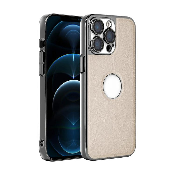 Funda para teléfono con marco de policarbonato con textura de piel de vaca y revestimiento electrochapado, y funda de piel vegana., For iPhone 17 Pro Max, For iPhone 17 Pro, For iPhone 17, For iPhone Air, For iPhone 16 Pro Max, For iPhone 16 Pro       ...