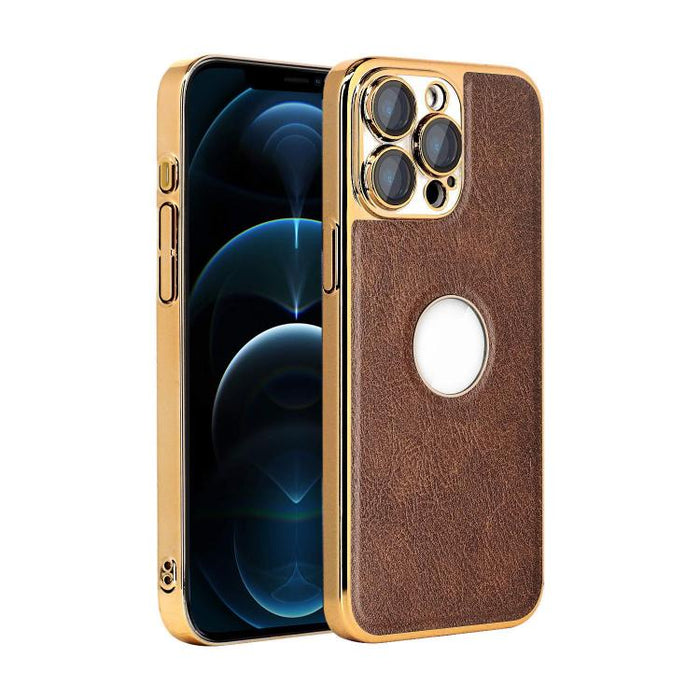 Funda para teléfono con marco de policarbonato con textura de piel de vaca y revestimiento electrochapado, y funda de piel vegana., For iPhone 17 Pro Max, For iPhone 17 Pro, For iPhone 17, For iPhone Air, For iPhone 16 Pro Max, For iPhone 16 Pro       ...