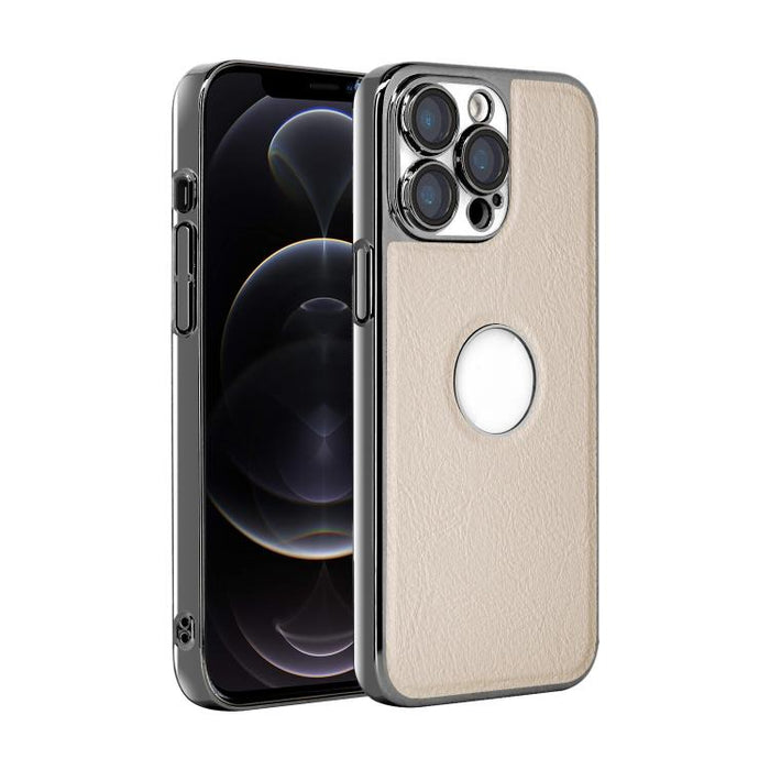 Funda para teléfono con marco de policarbonato con textura de piel de vaca y revestimiento electrochapado, y funda de piel vegana., For iPhone 17 Pro Max, For iPhone 17 Pro, For iPhone 17, For iPhone Air, For iPhone 16 Pro Max, For iPhone 16 Pro       ...
