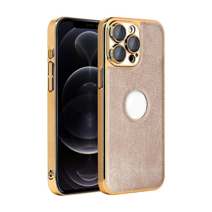 Funda para teléfono con marco de policarbonato con textura de piel de vaca y revestimiento electrochapado, y funda de piel vegana., For iPhone 17 Pro Max, For iPhone 17 Pro, For iPhone 17, For iPhone Air, For iPhone 16 Pro Max, For iPhone 16 Pro       ...