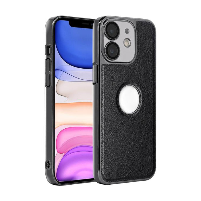 Funda para teléfono con marco de policarbonato con textura de piel de vaca y revestimiento electrochapado, y funda de piel vegana., For iPhone 17 Pro Max, For iPhone 17 Pro, For iPhone 17, For iPhone Air, For iPhone 16 Pro Max, For iPhone 16 Pro       ...