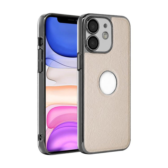 Funda para teléfono con marco de policarbonato con textura de piel de vaca y revestimiento electrochapado, y funda de piel vegana., For iPhone 17 Pro Max, For iPhone 17 Pro, For iPhone 17, For iPhone Air, For iPhone 16 Pro Max, For iPhone 16 Pro       ...