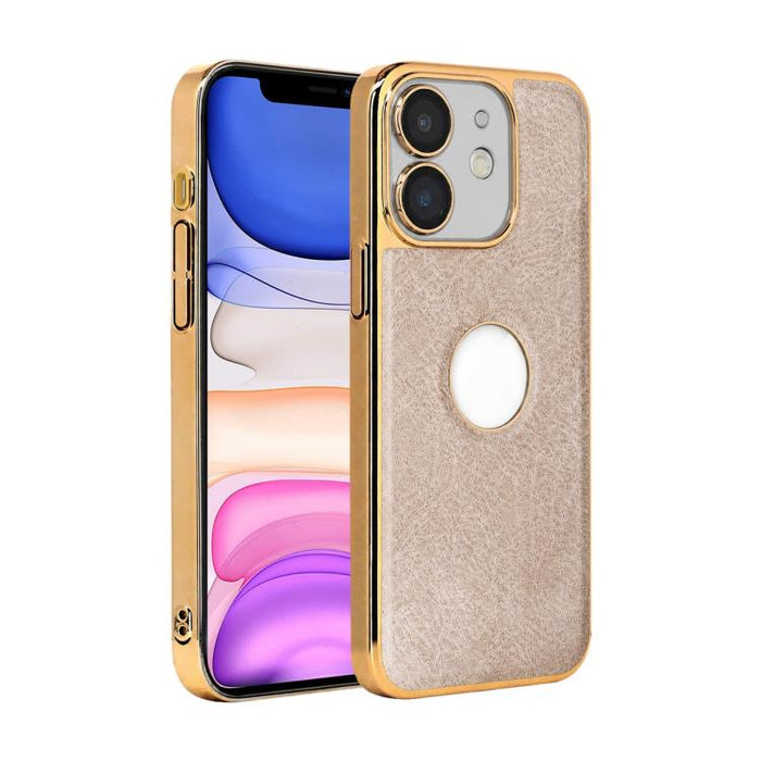 Funda para teléfono con marco de policarbonato con textura de piel de vaca y revestimiento electrochapado, y funda de piel vegana., For iPhone 17 Pro Max, For iPhone 17 Pro, For iPhone 17, For iPhone Air, For iPhone 16 Pro Max, For iPhone 16 Pro       ...
