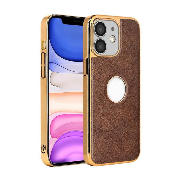 Funda para teléfono con marco de policarbonato con textura de piel de vaca y revestimiento electrochapado, y funda de piel vegana., For iPhone 17 Pro Max, For iPhone 17 Pro, For iPhone 17, For iPhone Air, For iPhone 16 Pro Max, For iPhone 16 Pro       ...