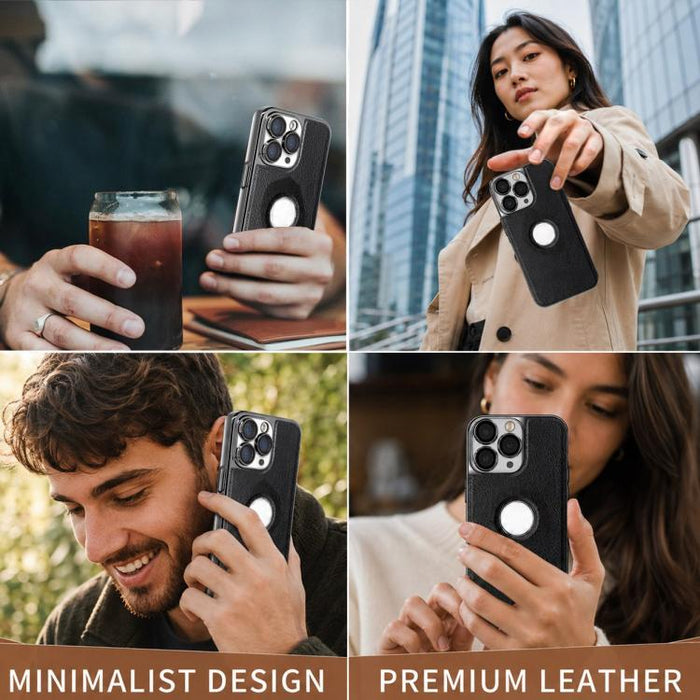 Funda para teléfono con marco de policarbonato con textura de piel de vaca y revestimiento electrochapado, y funda de piel vegana., For iPhone 11 Pro
