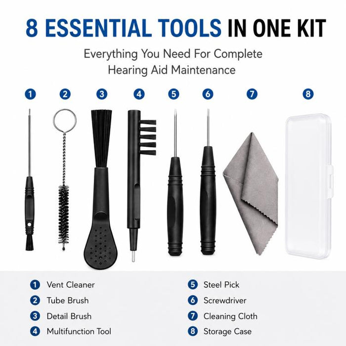 Kit de herramientas de limpieza para audífonos XDcase 8 en 1