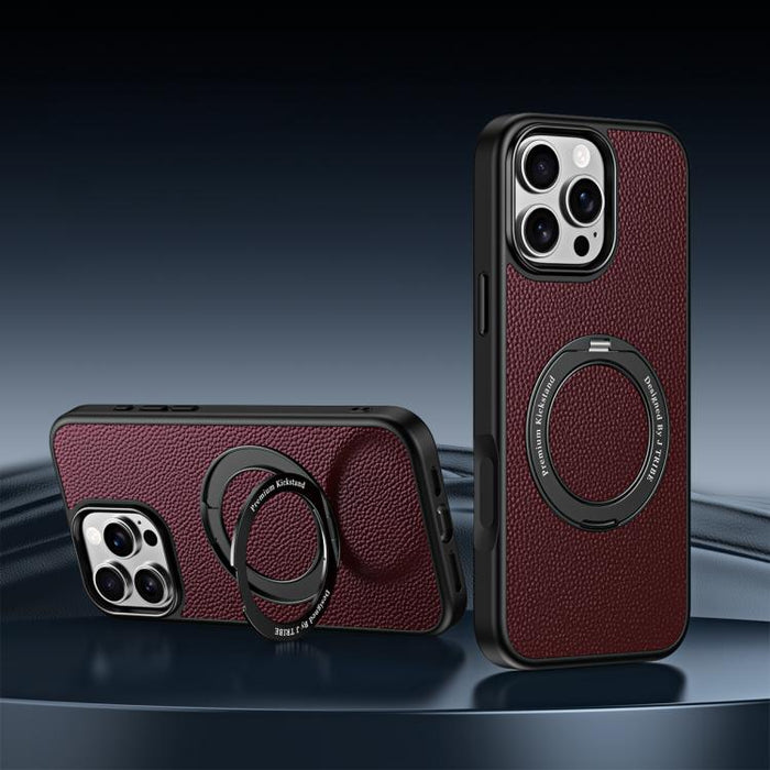 Funda magnética de piel vegana con soporte giratorio de 360 grados para teléfono móvil., For iPhone 17 Pro Max, For iPhone 17 Pro, For iPhone 16 Pro Max, For iPhone 16 Pro, For iPhone 15 Pro Max, For iPhone 15 Pro