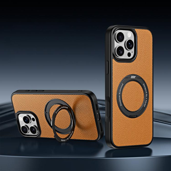 Funda magnética de piel vegana con soporte giratorio de 360 grados para teléfono móvil., For iPhone 17 Pro Max, For iPhone 17 Pro, For iPhone 16 Pro Max, For iPhone 16 Pro, For iPhone 15 Pro Max, For iPhone 15 Pro