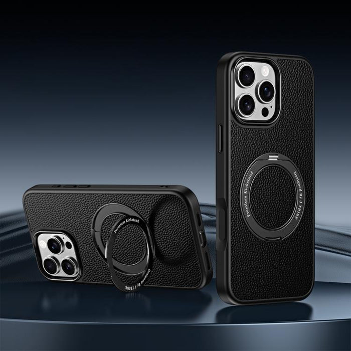 Funda magnética de piel vegana con soporte giratorio de 360 grados para teléfono móvil., For iPhone 17 Pro Max, For iPhone 17 Pro, For iPhone 16 Pro Max, For iPhone 16 Pro, For iPhone 15 Pro Max, For iPhone 15 Pro