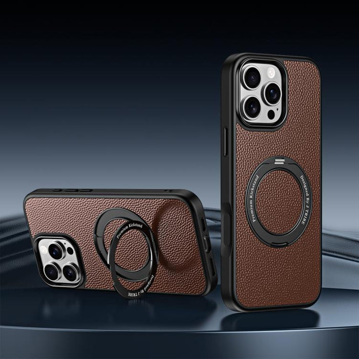 Funda magnética de piel vegana con soporte giratorio de 360 grados para teléfono móvil., For iPhone 17 Pro Max, For iPhone 17 Pro, For iPhone 16 Pro Max, For iPhone 16 Pro, For iPhone 15 Pro Max, For iPhone 15 Pro