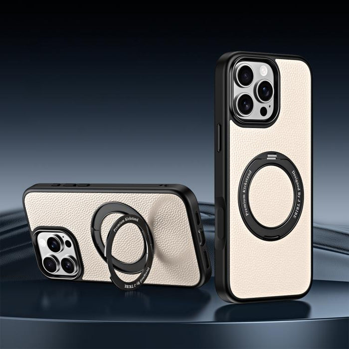 Funda magnética de piel vegana con soporte giratorio de 360 grados para teléfono móvil., For iPhone 17 Pro Max, For iPhone 17 Pro, For iPhone 16 Pro Max, For iPhone 16 Pro, For iPhone 15 Pro Max, For iPhone 15 Pro