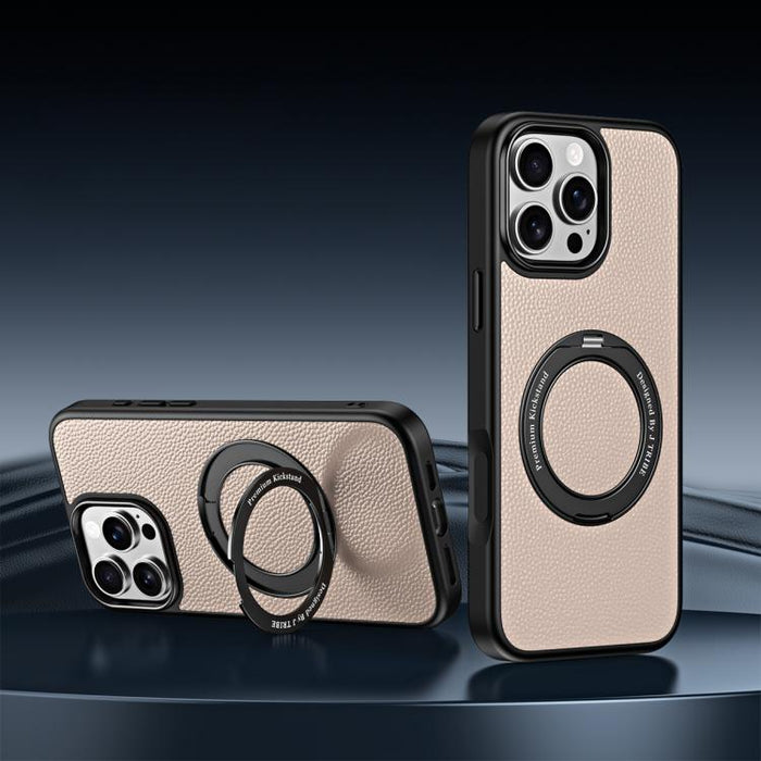 Funda magnética de piel vegana con soporte giratorio de 360 grados para teléfono móvil., For iPhone 17 Pro Max, For iPhone 17 Pro, For iPhone 16 Pro Max, For iPhone 16 Pro, For iPhone 15 Pro Max, For iPhone 15 Pro