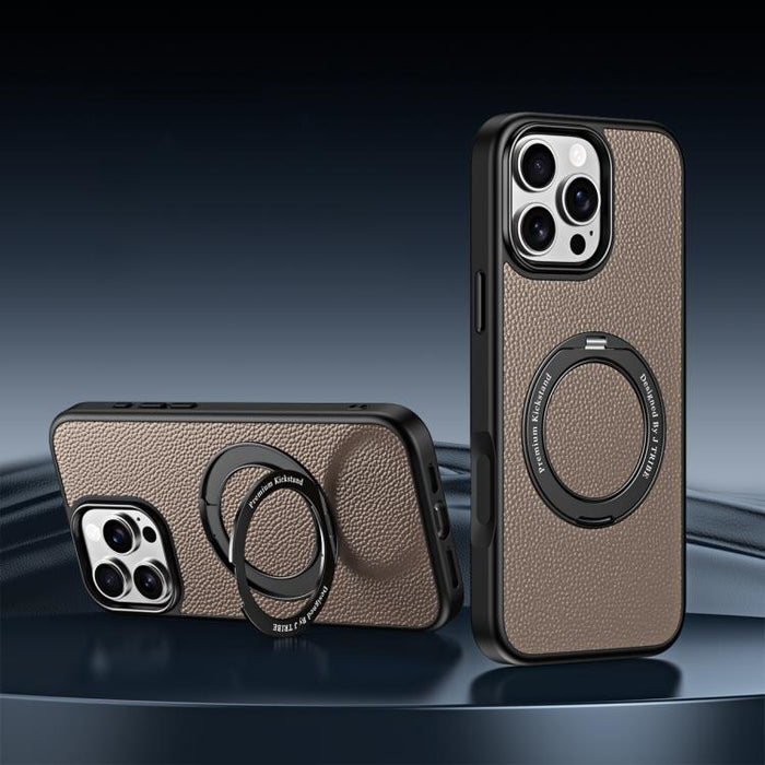 Funda magnética de piel vegana con soporte giratorio de 360 grados para teléfono móvil., For iPhone 17 Pro Max, For iPhone 17 Pro, For iPhone 16 Pro Max, For iPhone 16 Pro, For iPhone 15 Pro Max, For iPhone 15 Pro