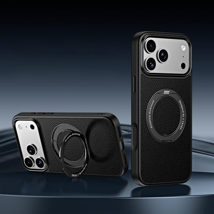 Funda magnética de piel vegana con soporte giratorio de 360 grados para teléfono móvil., For iPhone 17 Pro Max, For iPhone 17 Pro, For iPhone 16 Pro Max, For iPhone 16 Pro, For iPhone 15 Pro Max, For iPhone 15 Pro