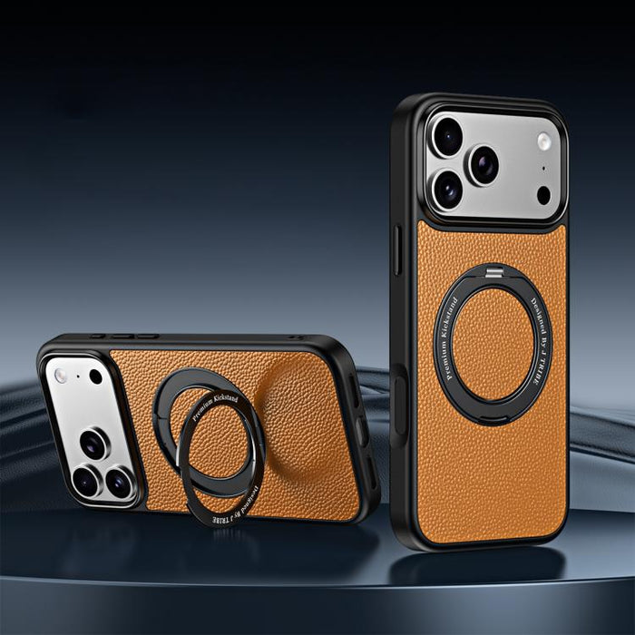 Funda magnética de piel vegana con soporte giratorio de 360 grados para teléfono móvil., For iPhone 17 Pro Max, For iPhone 17 Pro, For iPhone 16 Pro Max, For iPhone 16 Pro, For iPhone 15 Pro Max, For iPhone 15 Pro