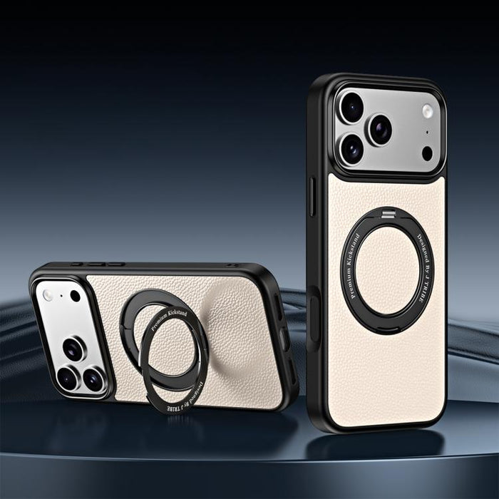 Funda magnética de piel vegana con soporte giratorio de 360 grados para teléfono móvil., For iPhone 17 Pro Max, For iPhone 17 Pro, For iPhone 16 Pro Max, For iPhone 16 Pro, For iPhone 15 Pro Max, For iPhone 15 Pro
