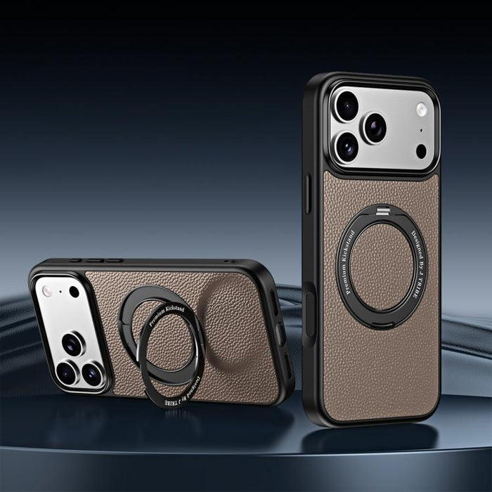 Funda magnética de piel vegana con soporte giratorio de 360 grados para teléfono móvil., For iPhone 17 Pro Max, For iPhone 17 Pro, For iPhone 16 Pro Max, For iPhone 16 Pro, For iPhone 15 Pro Max, For iPhone 15 Pro