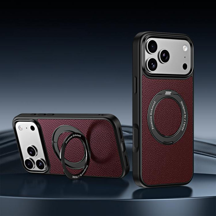 Funda magnética de piel vegana con soporte giratorio de 360 grados para teléfono móvil., For iPhone 17 Pro Max, For iPhone 17 Pro, For iPhone 16 Pro Max, For iPhone 16 Pro, For iPhone 15 Pro Max, For iPhone 15 Pro