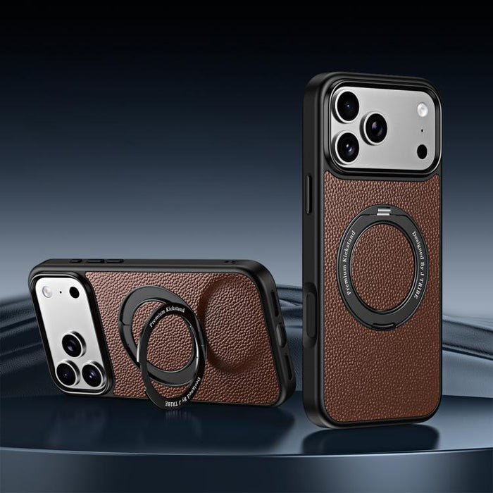 Funda magnética de piel vegana con soporte giratorio de 360 grados para teléfono móvil., For iPhone 17 Pro Max, For iPhone 17 Pro, For iPhone 16 Pro Max, For iPhone 16 Pro, For iPhone 15 Pro Max, For iPhone 15 Pro