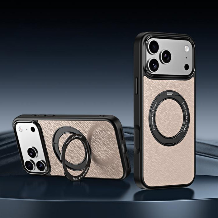 Funda magnética de piel vegana con soporte giratorio de 360 grados para teléfono móvil., For iPhone 17 Pro Max, For iPhone 17 Pro, For iPhone 16 Pro Max, For iPhone 16 Pro, For iPhone 15 Pro Max, For iPhone 15 Pro