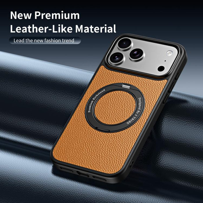 Funda magnética de piel vegana con soporte giratorio de 360 grados para teléfono móvil., For iPhone 17 Pro Max, For iPhone 17 Pro, For iPhone 16 Pro Max, For iPhone 16 Pro, For iPhone 15 Pro Max, For iPhone 15 Pro