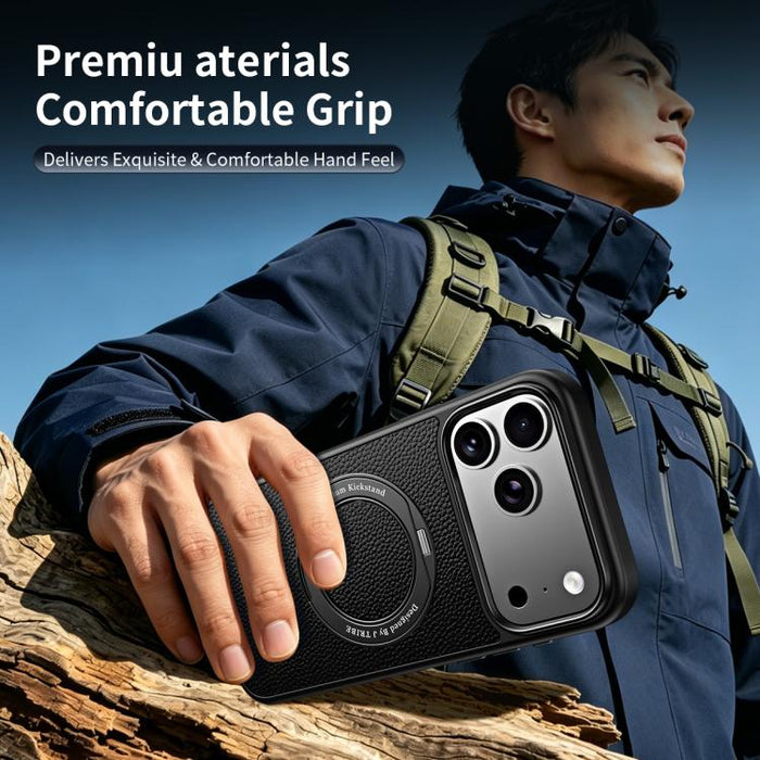 Funda magnética de piel vegana con soporte giratorio de 360 grados para teléfono móvil., For iPhone 17 Pro Max, For iPhone 17 Pro, For iPhone 16 Pro Max, For iPhone 16 Pro, For iPhone 15 Pro Max, For iPhone 15 Pro