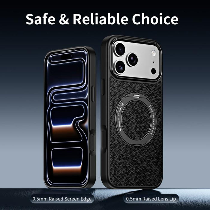 Funda magnética de piel vegana con soporte giratorio de 360 grados para teléfono móvil., For iPhone 17 Pro Max, For iPhone 17 Pro, For iPhone 16 Pro Max, For iPhone 16 Pro, For iPhone 15 Pro Max, For iPhone 15 Pro