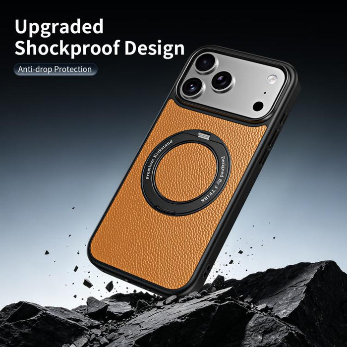 Funda magnética de piel vegana con soporte giratorio de 360 grados para teléfono móvil., For iPhone 17 Pro Max, For iPhone 17 Pro, For iPhone 16 Pro Max, For iPhone 16 Pro, For iPhone 15 Pro Max, For iPhone 15 Pro