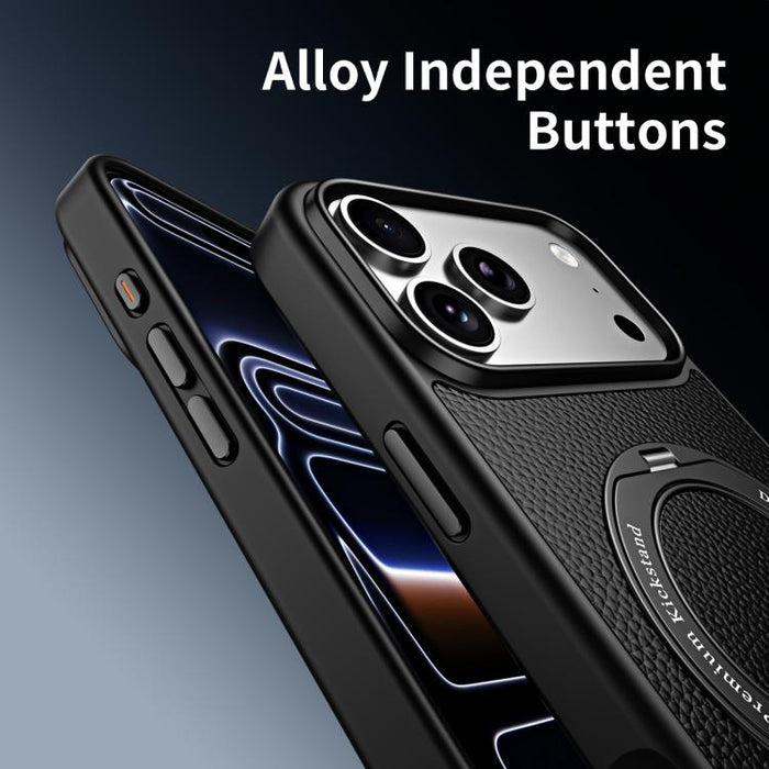 Funda magnética de piel vegana con soporte giratorio de 360 grados para teléfono móvil., For iPhone 17 Pro Max, For iPhone 17 Pro, For iPhone 16 Pro Max, For iPhone 16 Pro, For iPhone 15 Pro Max, For iPhone 15 Pro