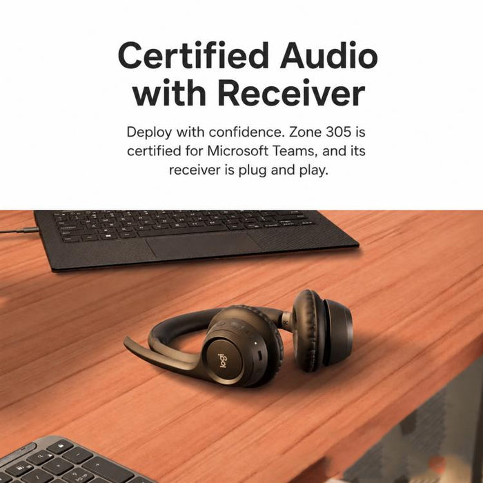 Auriculares inalámbricos Logitech Zone 305 para negocios, edición para equipos, con receptor.